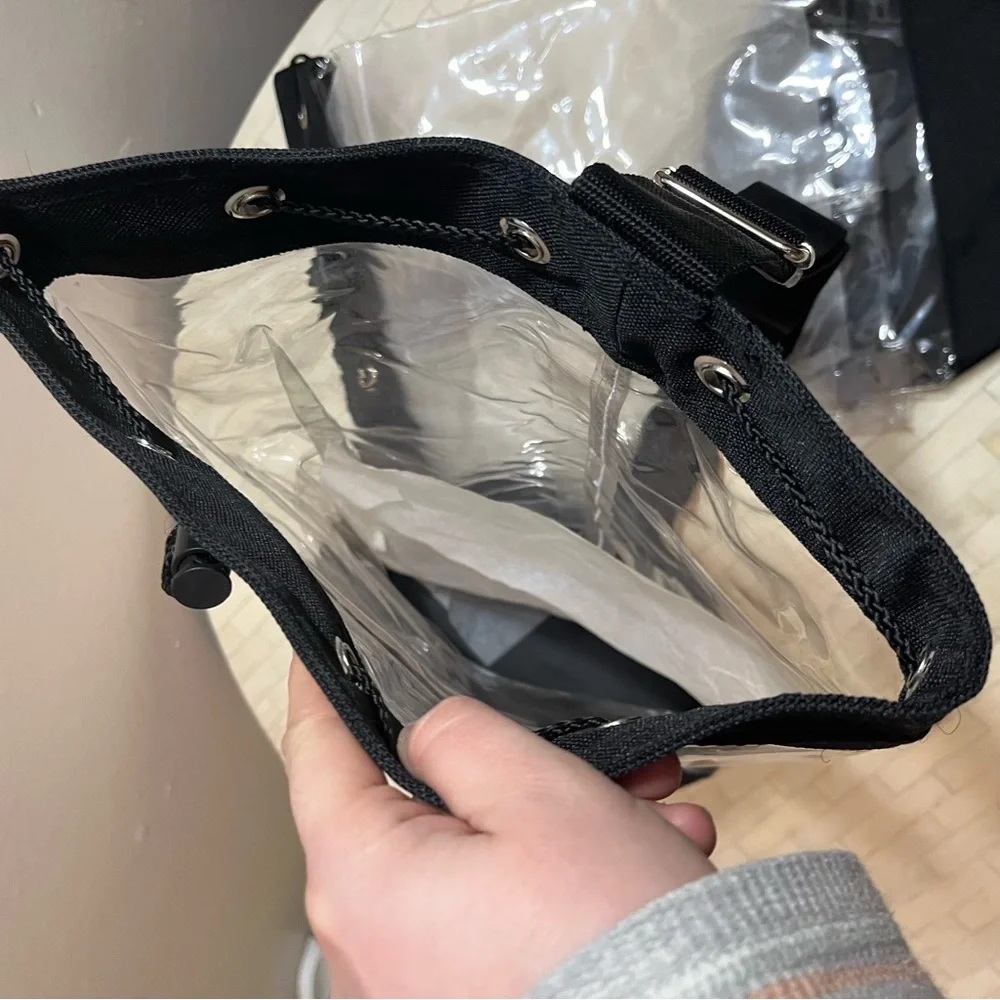 Set of 2 Clear Black Travel Tube Bucket Bags with Adjustable Strap - Picture 3 of 7